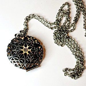 Silver Tone Decorative Fashion Locket Scent Necklace Jewelry CT211